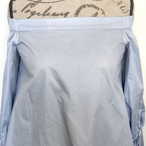 Tibi Blouse Size 0 Chambray Off Shoulder Bohowestern Rodeo Coastal Grandmacore - Picture 6 of 12